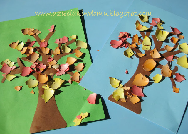 کار دستی کودکان ساخت درخت با کاغذ و پوست تخم مرغ