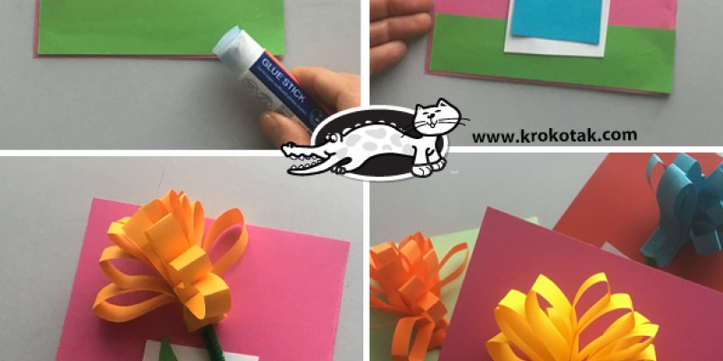 کاردستی کودک: کارت پستال با گل کاغذی