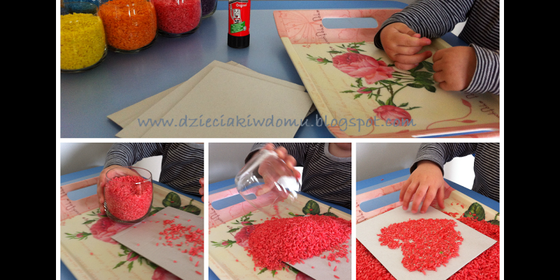 کار دستی کودکان - نقاشی با برنج رنگی